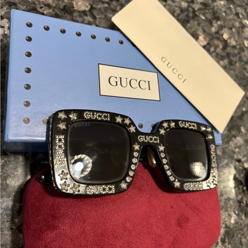Gucci Black Crystal-Embellished Sunglasses